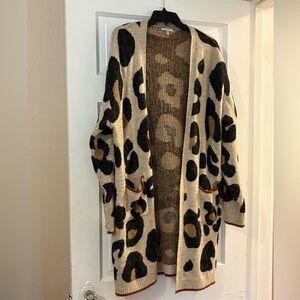 JODIFL Animal Print Cardigan in Black and Tan